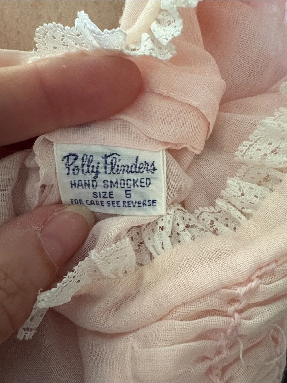 Polly Flinders Vintage pink hand-smocked embroidered dress Size 5